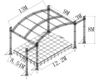 6 Pillars True Project Stage Lighting Truss 12x12x10 Adjustable Height Roofing with High Loading